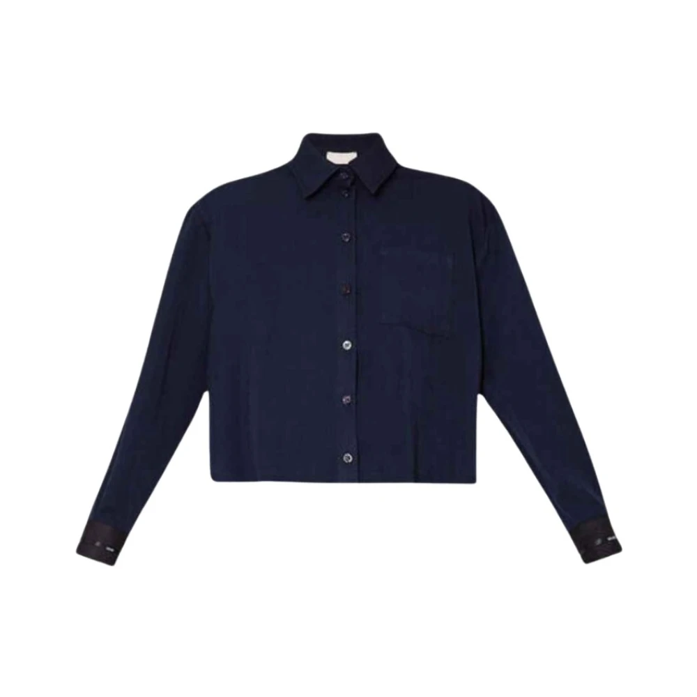 Liu Jo Vrouw Blauw Overhemden Dames, L, Denim, Cropped Denim Blouse
