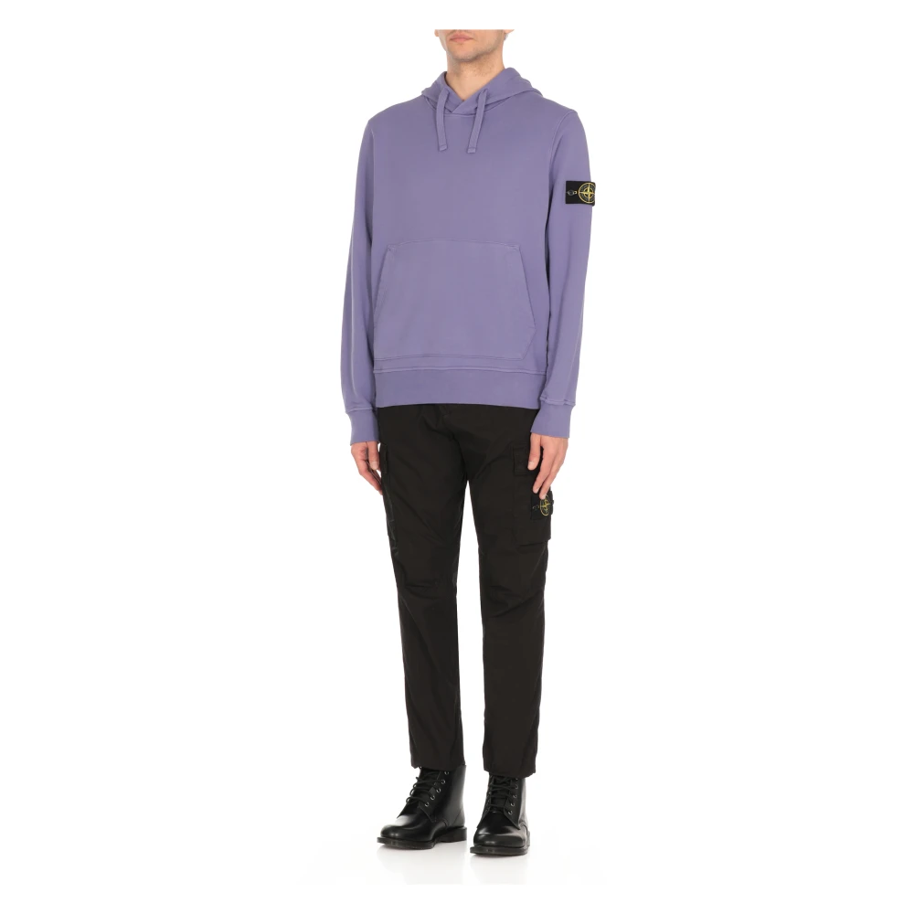 Stone Island Paarse Katoenen Hoodie met Logopatch Purple Heren
