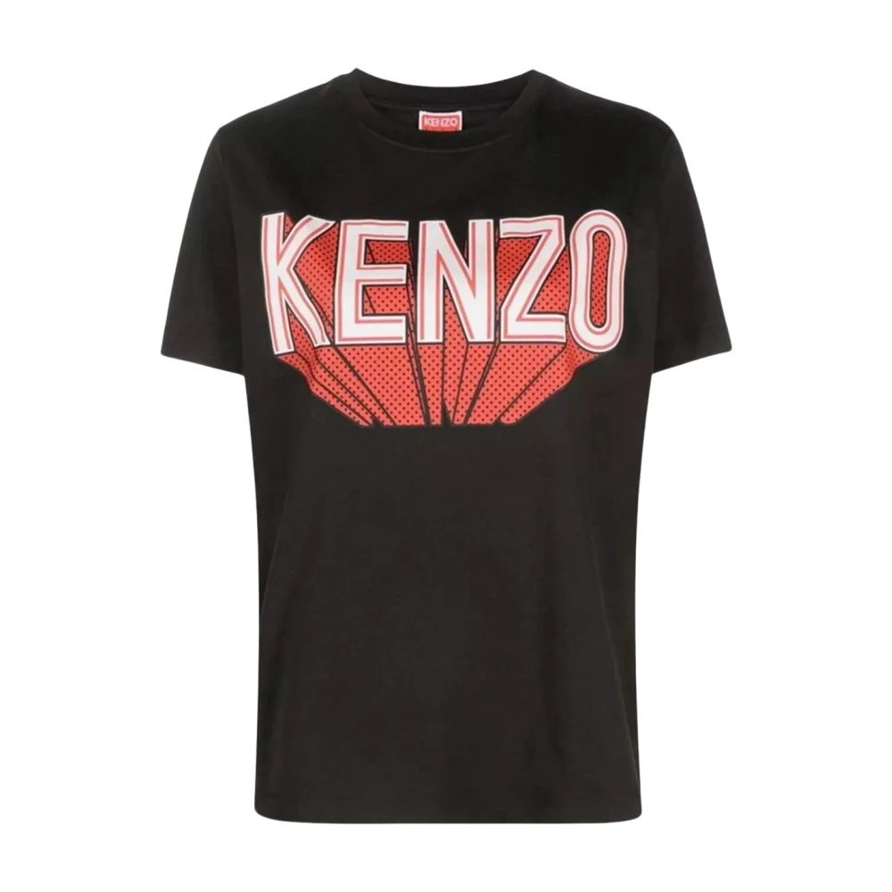 Kenzo Women's Black T-Shirts, Xs, Logo Printed Crewneck T-Shirt