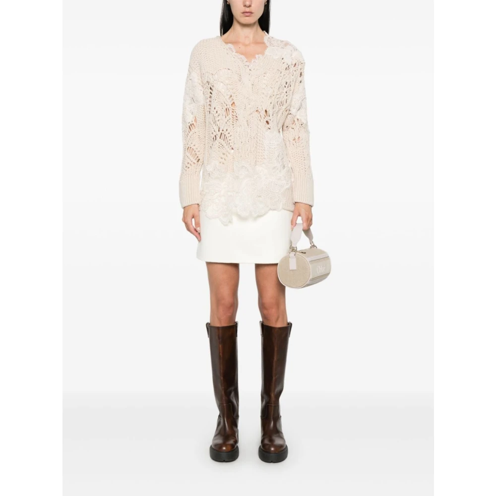 Ermanno Scervino Witte Wollen Rok Rechte Zoom White Dames