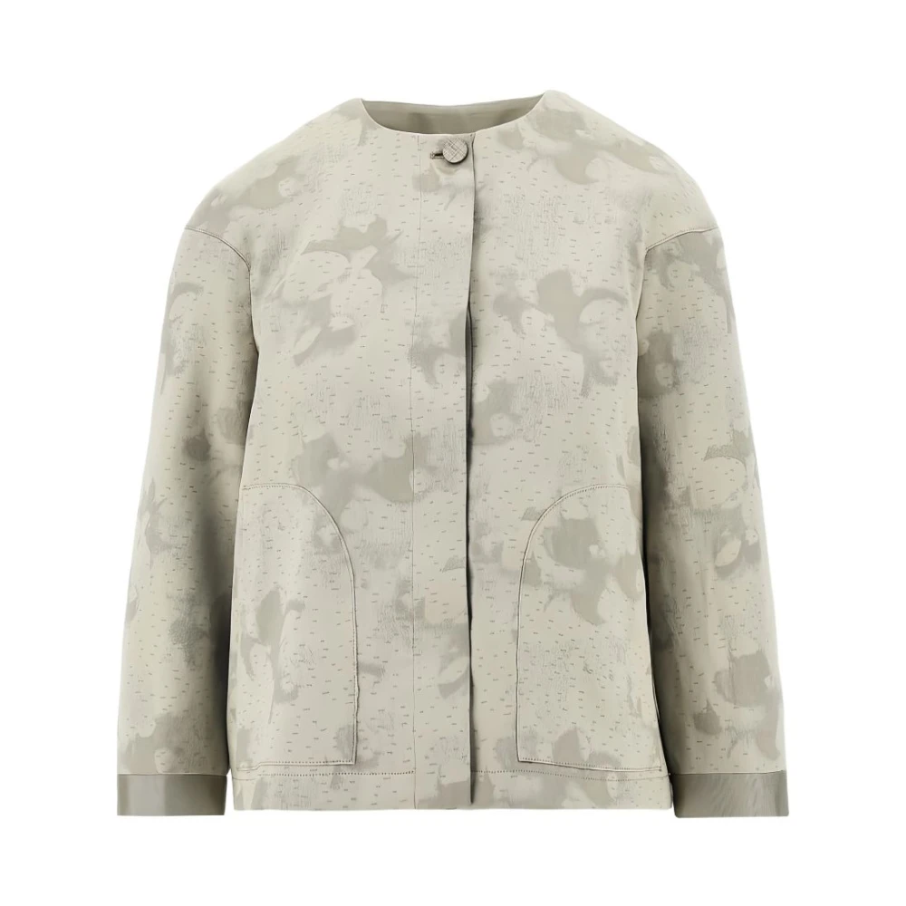 Emporio Armani Women's Gray Asv Camo Flower Jacquard Jacket - Light Jackets - M - Jackets