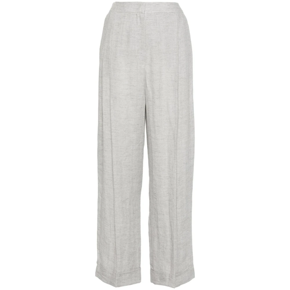 Emporio Armani Grijze Linnen Blend Broek met Dart Detailing Gray Dames