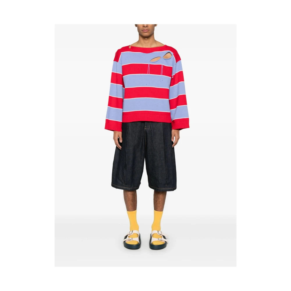 Loverboy by Charles Jeffrey Rode Boothals Trui met Banddetail Multicolor Heren
