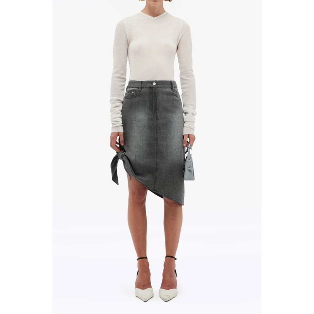 Remain Birger Christensen Asymmetrische Jeans Rok Zilver Grijs Gray Dames