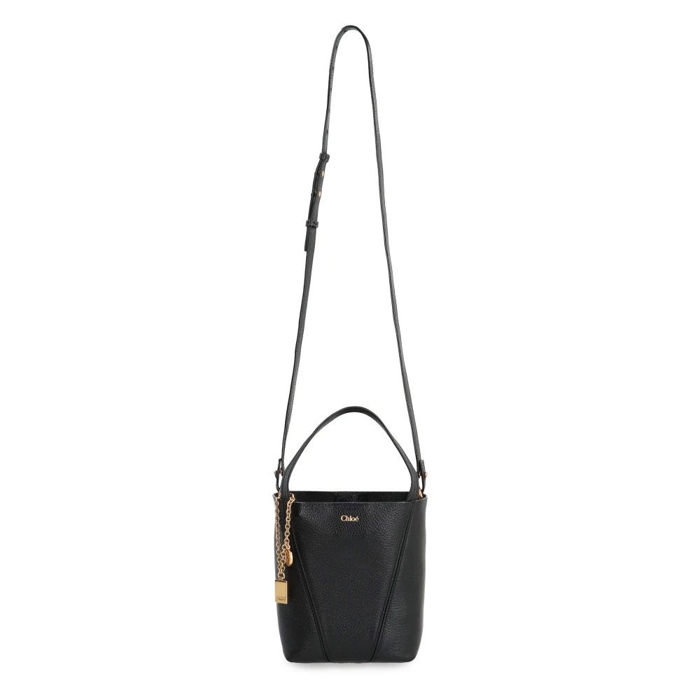 Chloé Piccola Leren Tote met Afneembare Bedel Black Dames