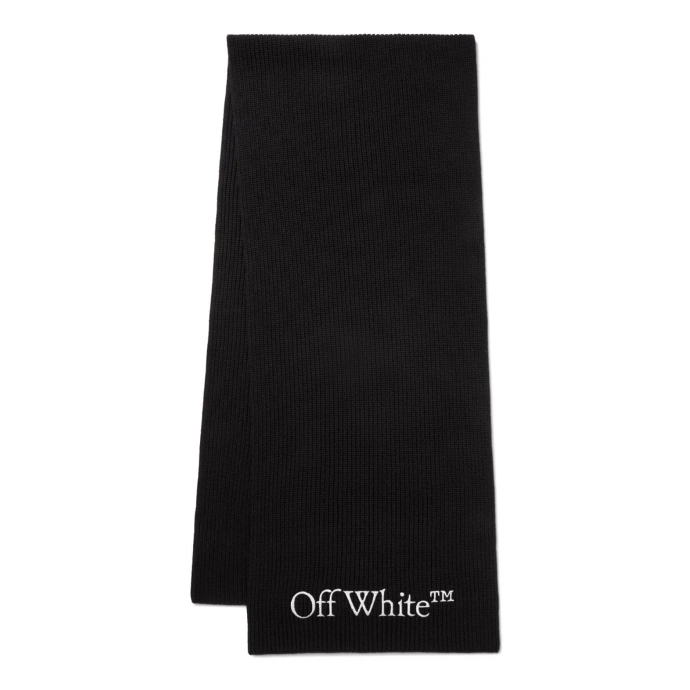 Off White Zwart wollen sjaal met geborduurd logo Black Heren