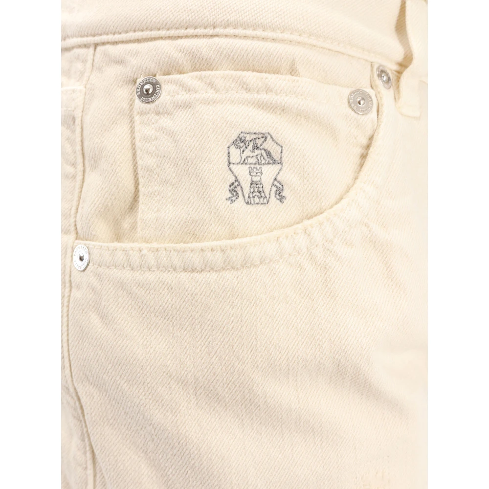 BRUNELLO CUCINELLI Gescheurde Katoenen Broek Beige Heren