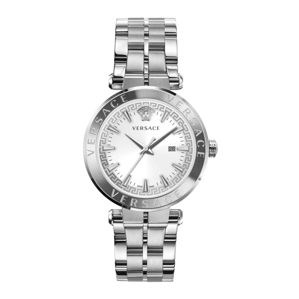 Versace Men's Gray Watches, One Size, Aion Date Window Stainless Steel Bracelet