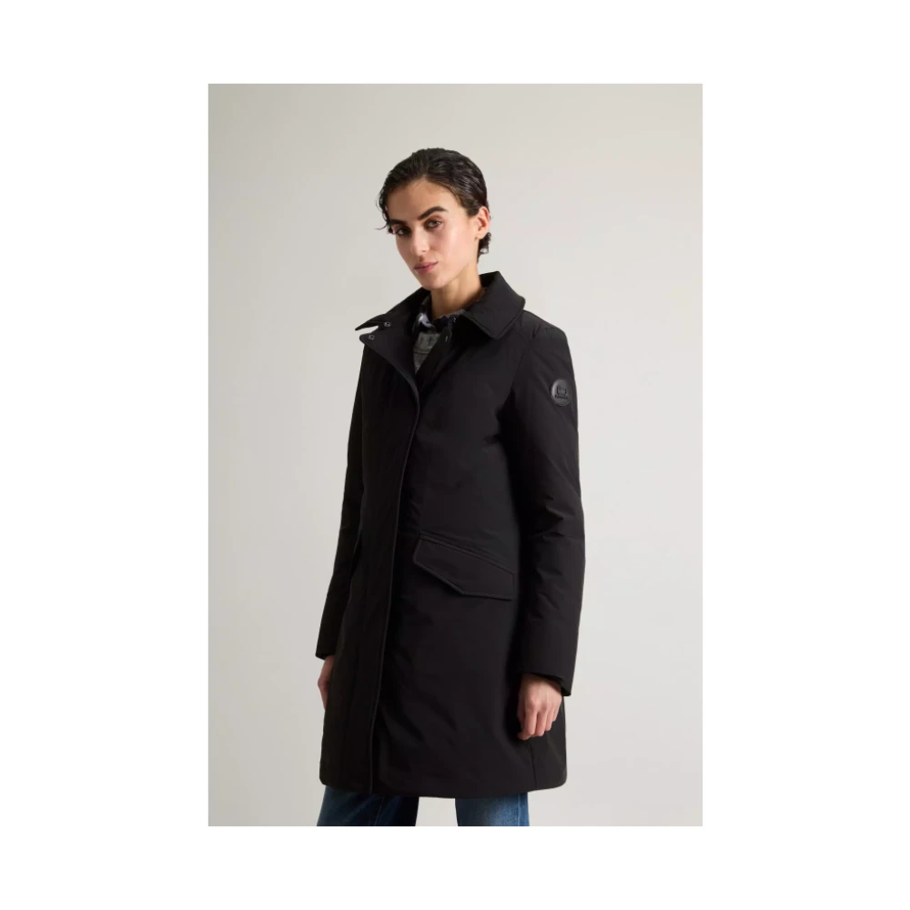 Woolrich Moderne Parka met Afneembare Capuchon Black Dames