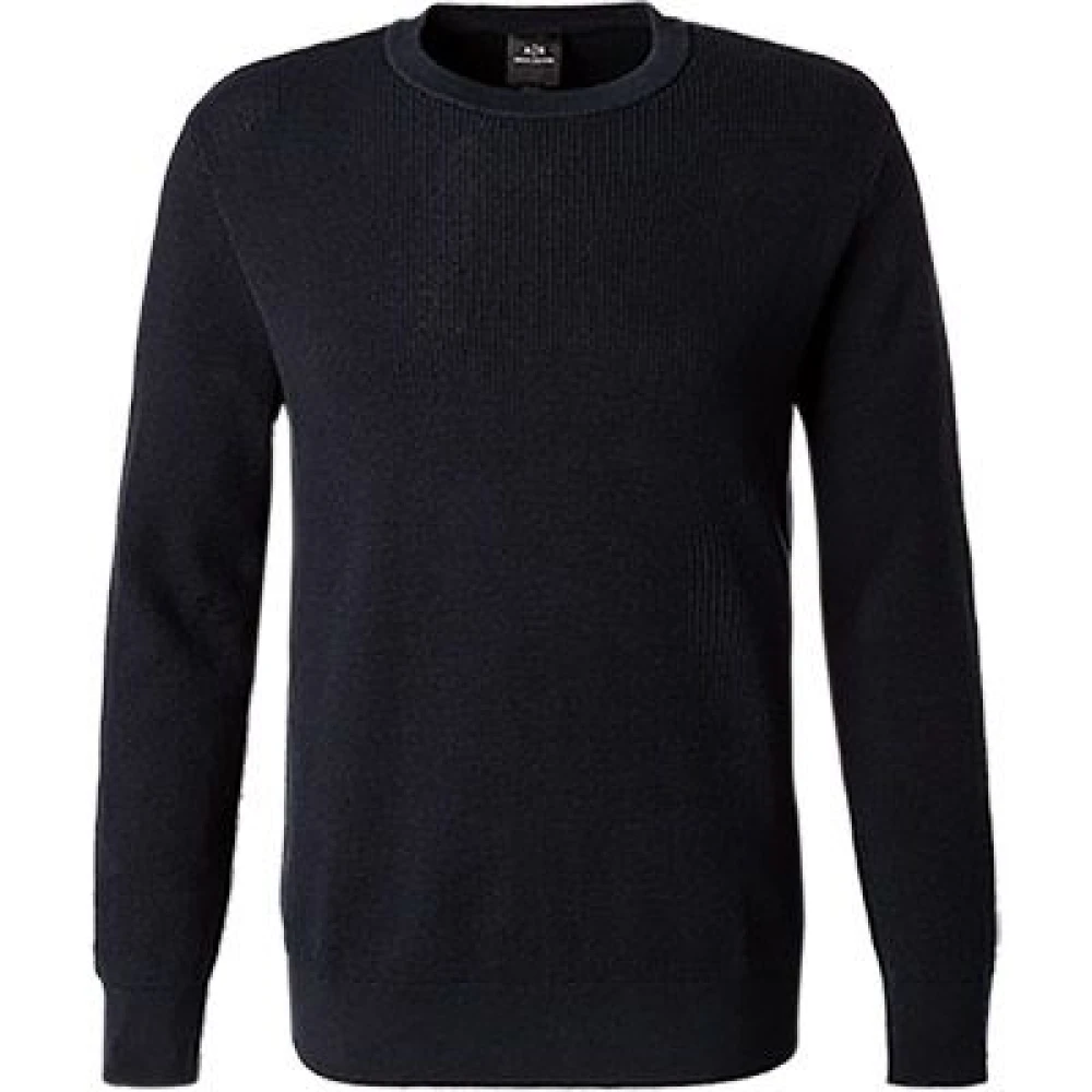 Armani Exchange Blauwe Trui met Honingraat Detail Blue Heren