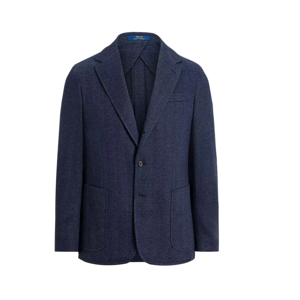 Polo Ralph Lauren Blå Kavaj Med Fiskbensmönster