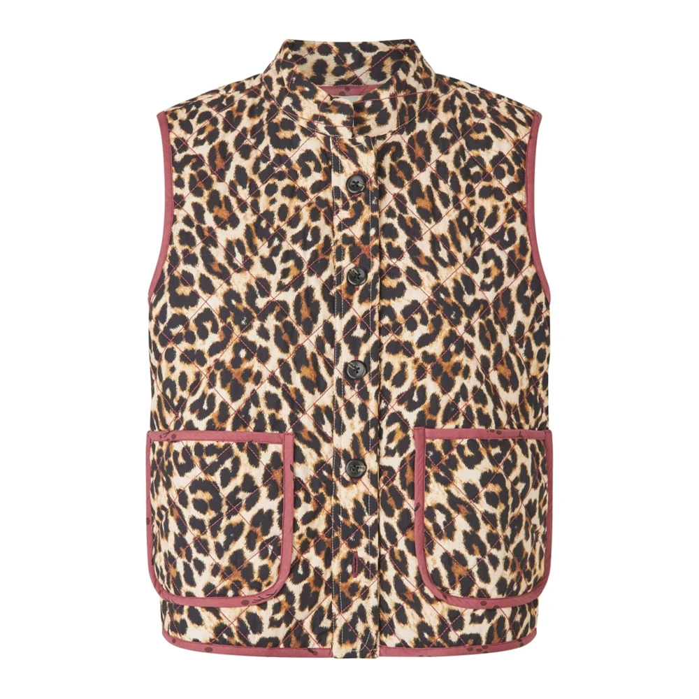Lollys Laundry Gewatteerde Luipaardprint Vest Brown Dames
