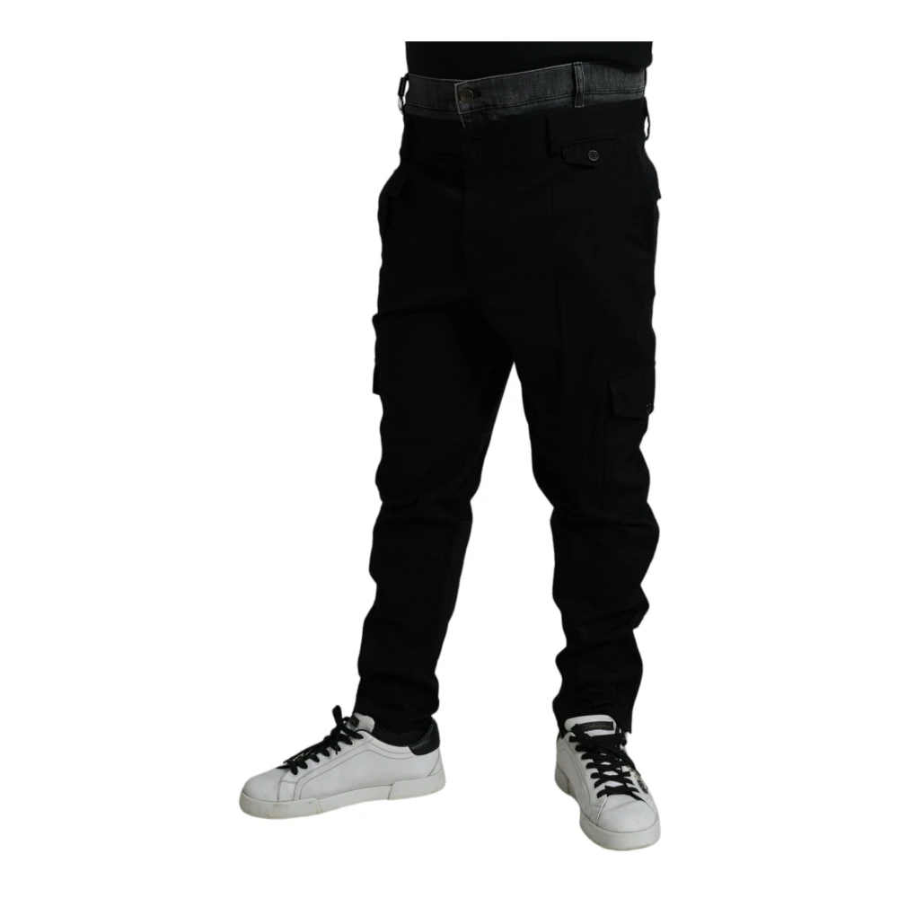 Dolce & Gabbana Zwart Grijs Katoenen Jogger Broek Black Heren