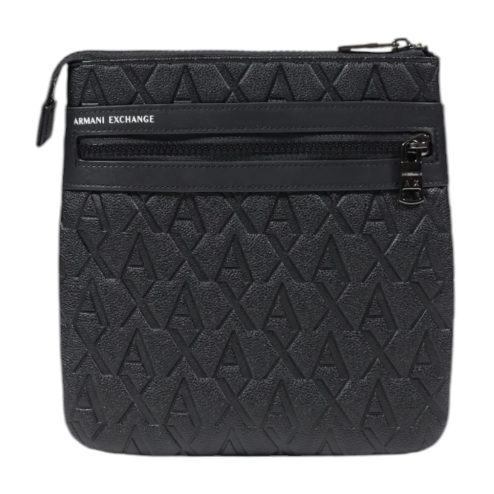 Armani Exchange Zwarte Polyester Schoudertas met Rits Black Heren