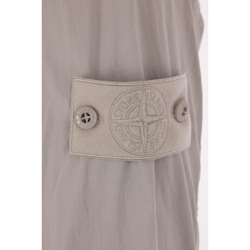 Stone Island Grijze Nylon Overhemdjasje met Logo Beige Heren