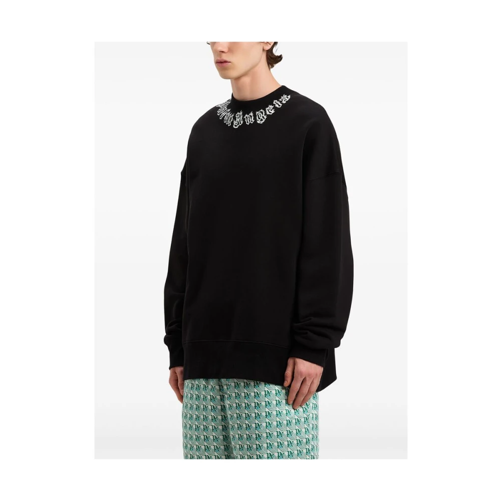 Palm Angels Zwarte Logo Print Sweater Black Heren
