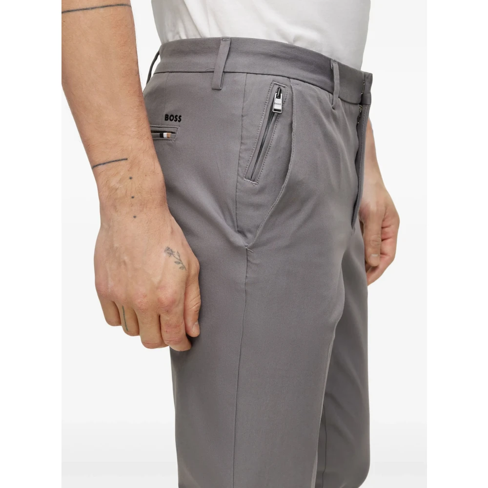 Hugo Boss Slim Fit Katoen Stretch Broek Gray Heren