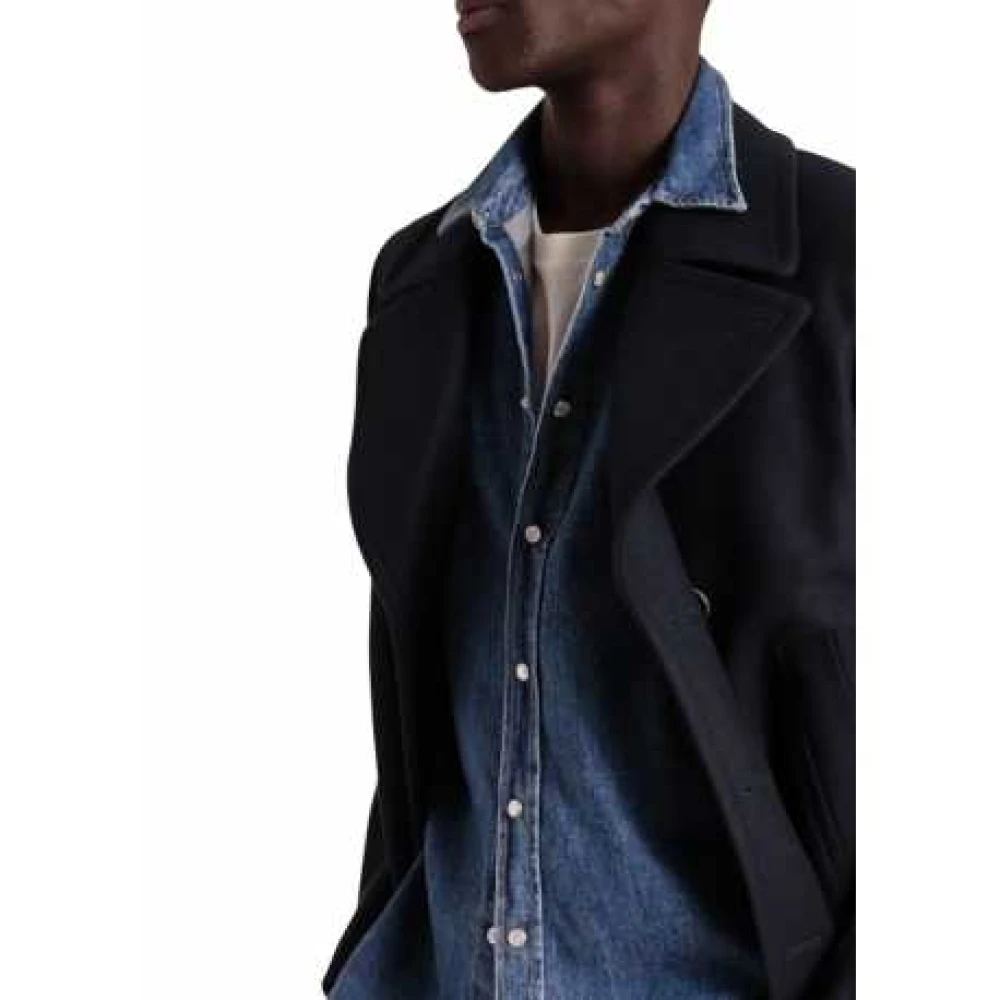 Paul Smith Marineblauwe Wollen Peacoat Klassieke Stijl Blue Heren