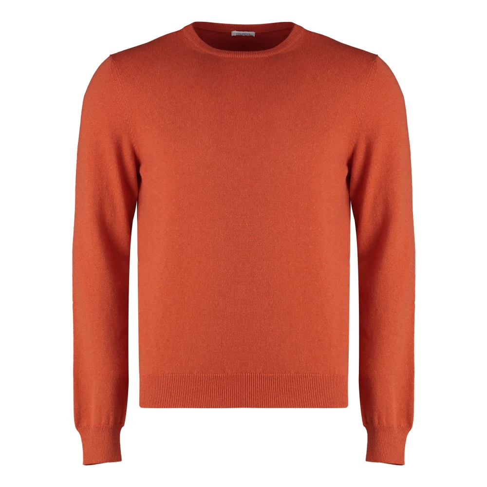 Malo Cashmere blend pullover met geribbelde boorden Orange Heren