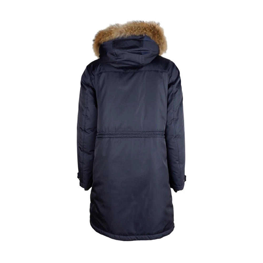add Lange Donsjas met Bont Capuchon Blue Heren