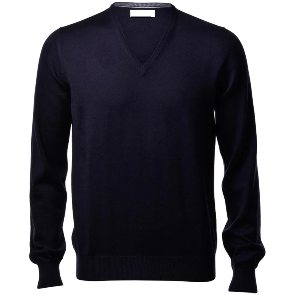 Paolo Fiorillo Capri Merino Wol V-Hals Trui Blue Heren