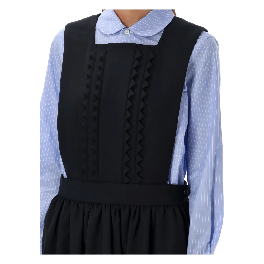 Comme des Garçons Zwarte Midi Jurk met Vierkante Halslijn Black Dames