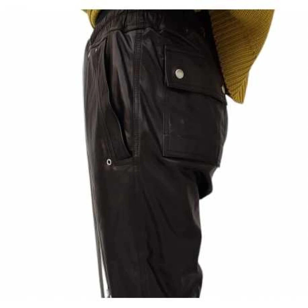 Rick Owens Bela Jogger Zwarte Leren Biker Broek Black Dames