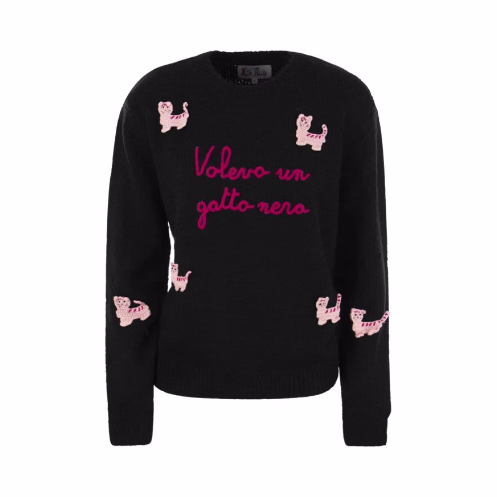 Alpaka-Mischung Pullover mit Stickerei