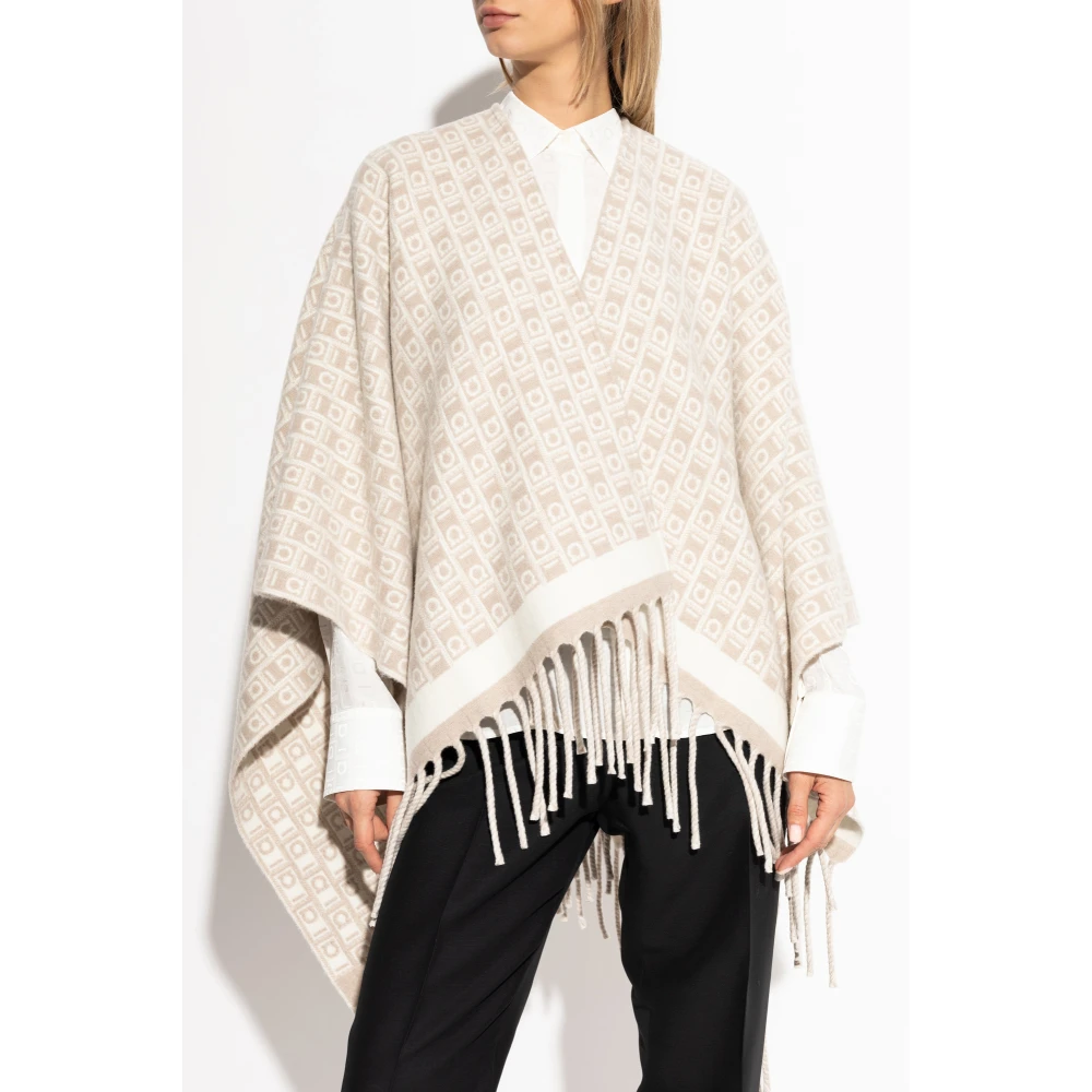 Salvatore Ferragamo Poncho met monogram Beige Dames