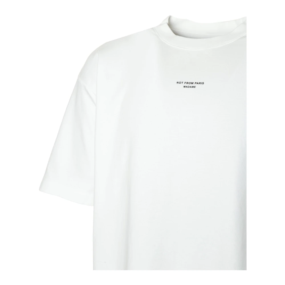 Drole de Monsieur Klassieke Slogan T-Shirt White Heren