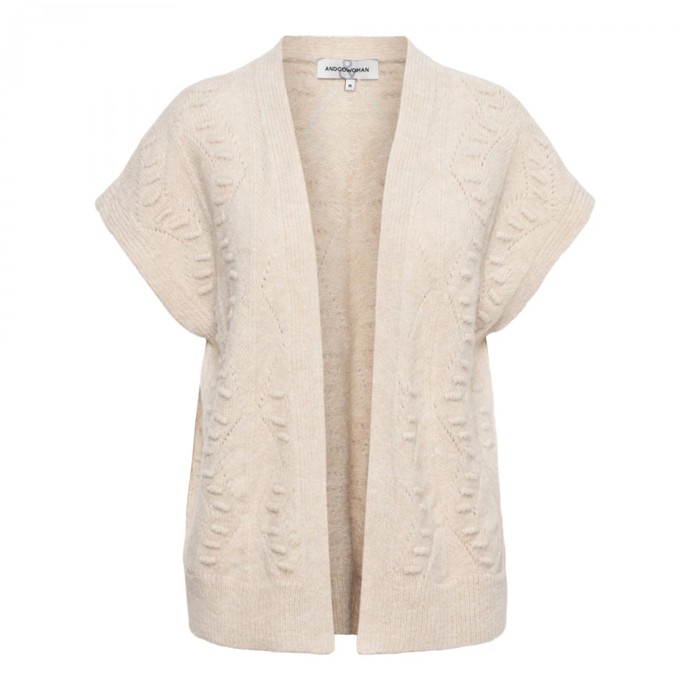&Co Woman Ecru Jacquard Gebreid Vest Beige Dames
