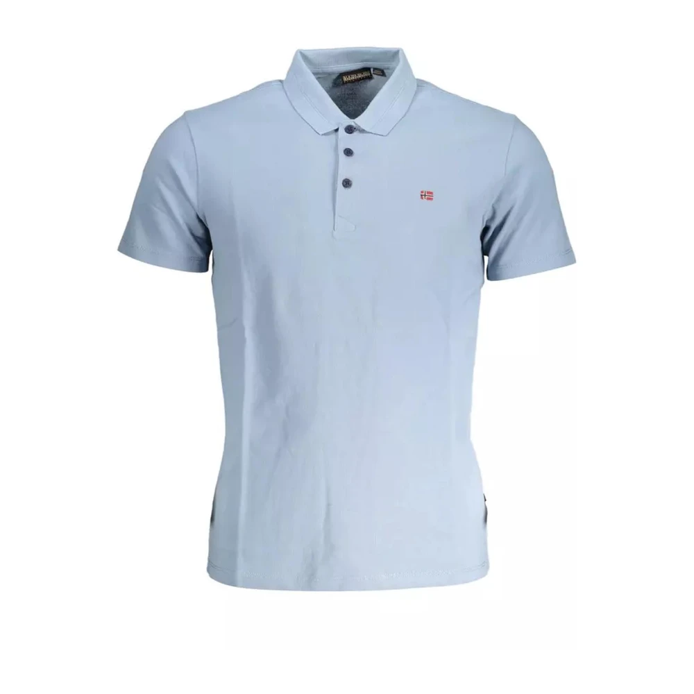 Napapijri Men's Blue Polo Shirt With Logo Embroidery