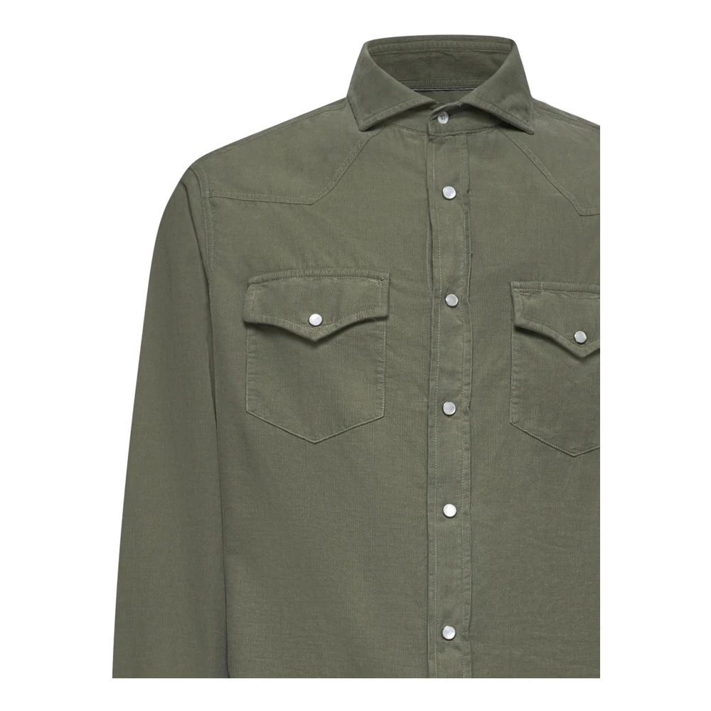 BRUNELLO CUCINELLI Groene overhemden met zwarte leren riem Green Heren