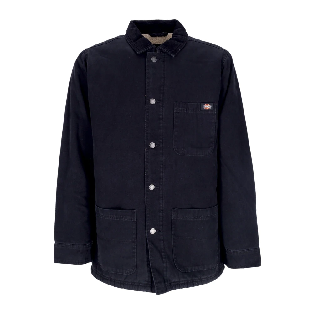 Dickies Men's Black Light Jackets, S, Canvas Chore Coat Sherpa Interior
