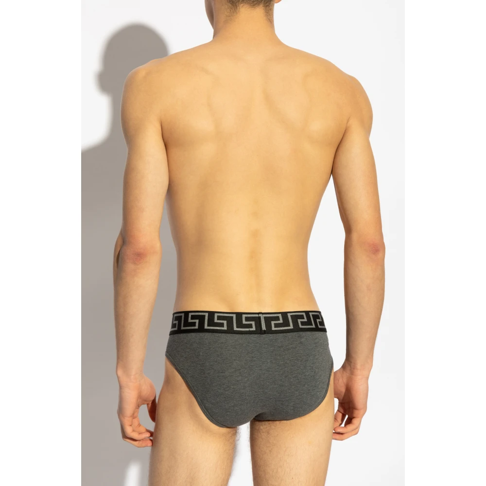 Versace Katoenen slips Gray Heren
