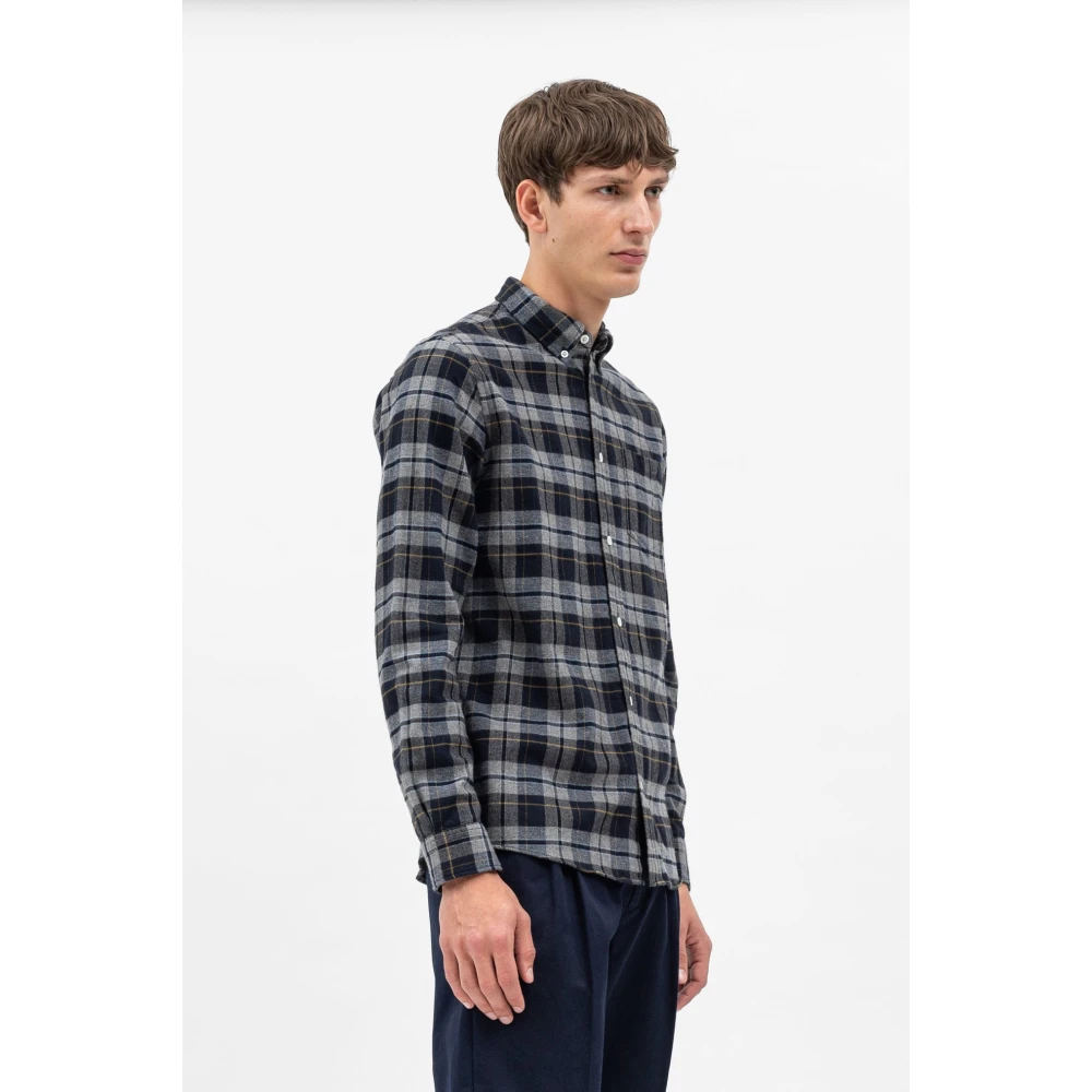 Norse Projects Geborstelde Flanellen Ruit Overhemd Gray Heren