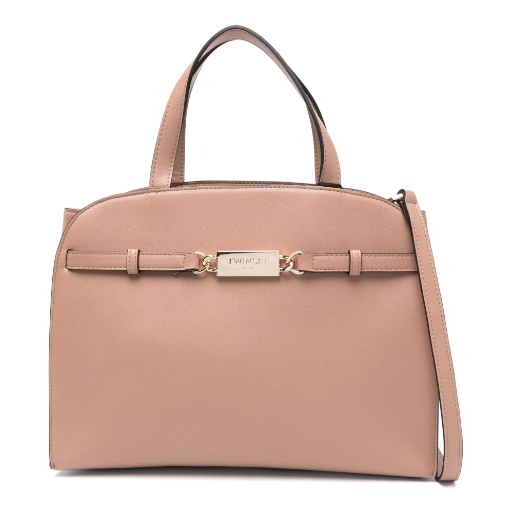 Twinset Logo Plaque Bauletto Tas Pink Dames