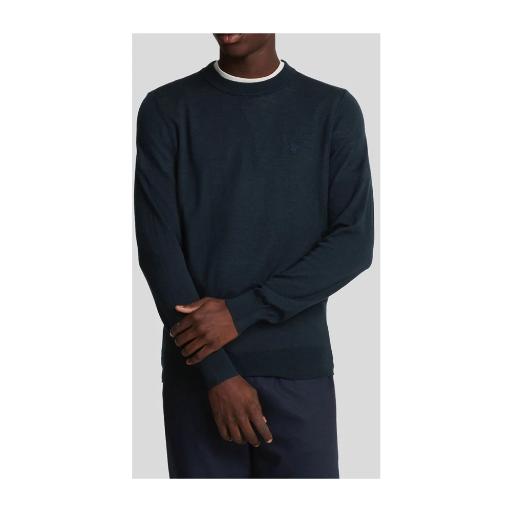 Lyle & Scott Blauwe Merino Crew Sweater Blue Heren