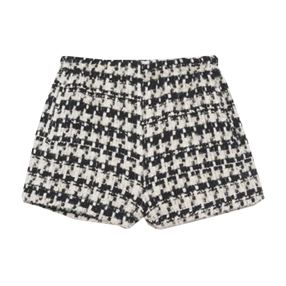 Anine Bing Tweed shorts met brede tailleband Black Dames
