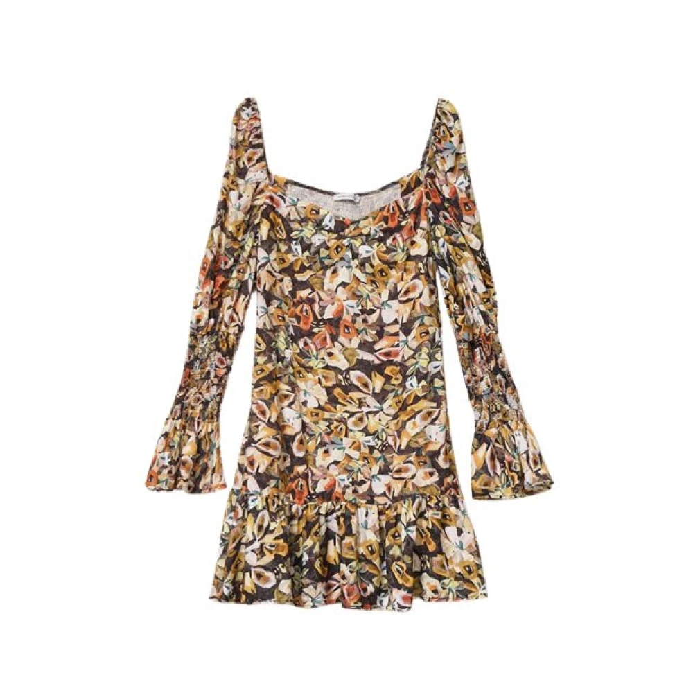 Mar De Margaritas Bloemenprint Korte Jurk met Pofmouwen Multicolor Dames