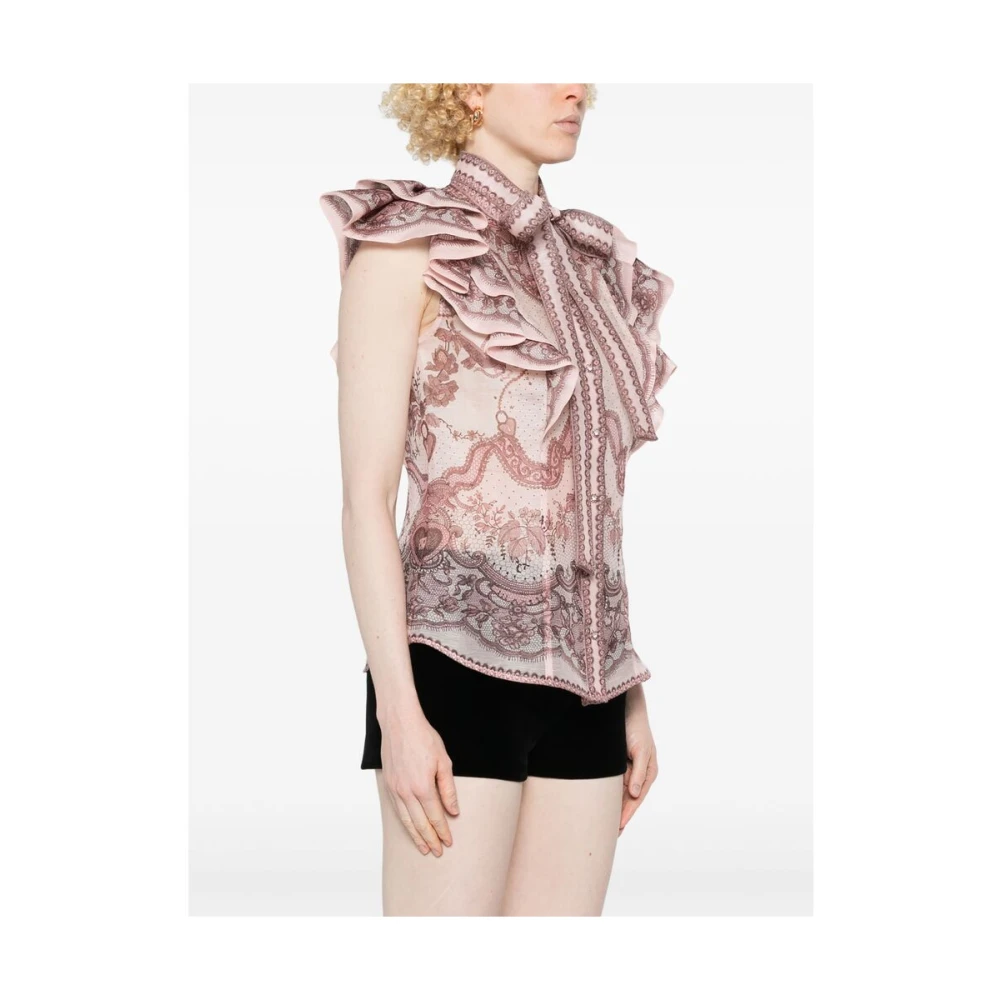 Zimmermann Poederroze Blouse met Knoopsluiting Pink Dames