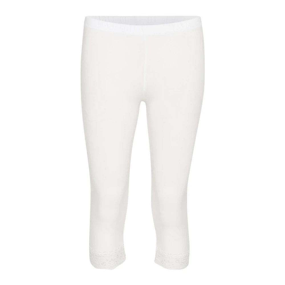 Cream Sneeuwwitte Leggings met Kantafwerking White Dames