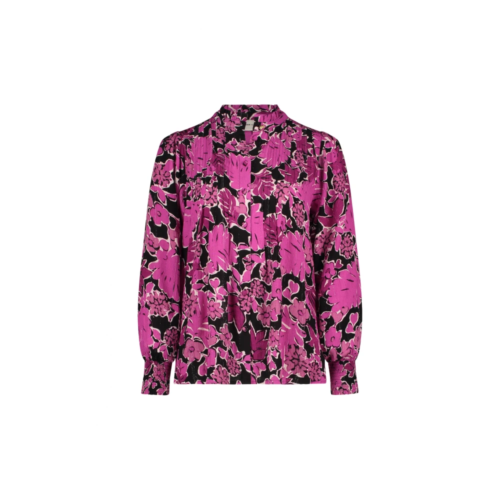 Fabienne Chapot Roze Bloes met Bloemenprint en Mandarin Kraag Multicolor Dames