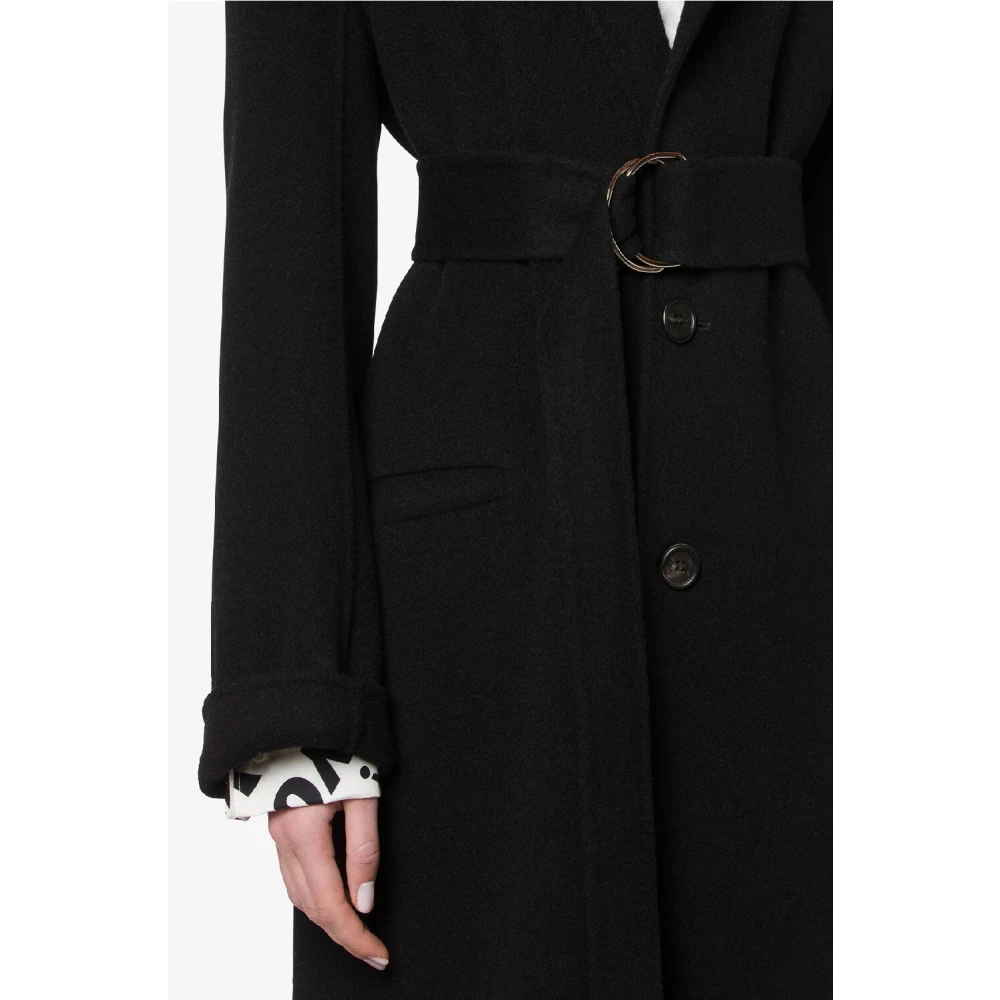 Philosophy di Lorenzo Serafini ceintuur-dubbel-wollen-jas Black Dames