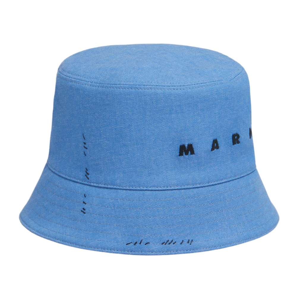 Marni Denim bucket hoed met herstel Blue Heren