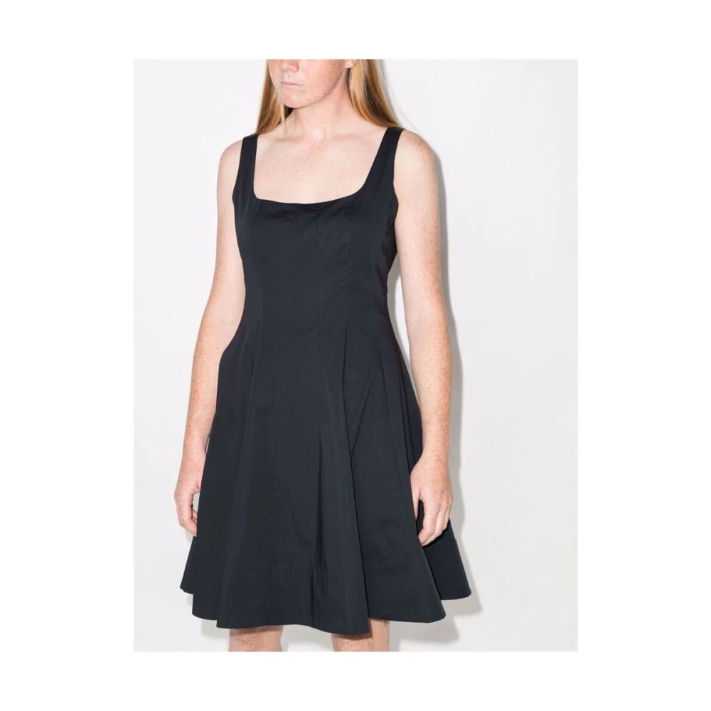 Staud Zwarte Katoenen Vierkante Hals Jurk Black Dames