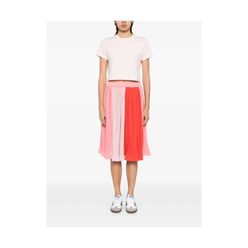 Maison Kitsuné Blush Pink Cropped Crew Neck T-shirt Pink Dames