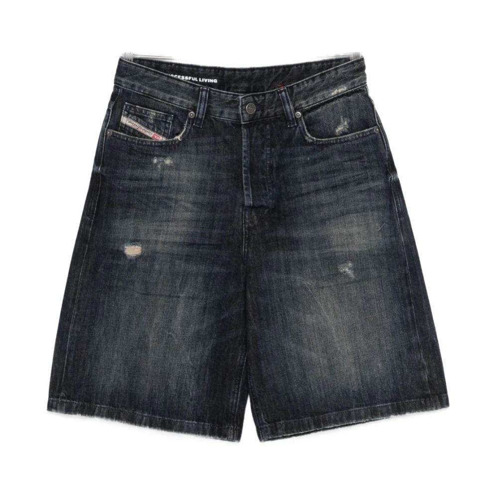Diesel Women's Black Denim Shorts, W27, De-Sire Distressed-Detail Shorts