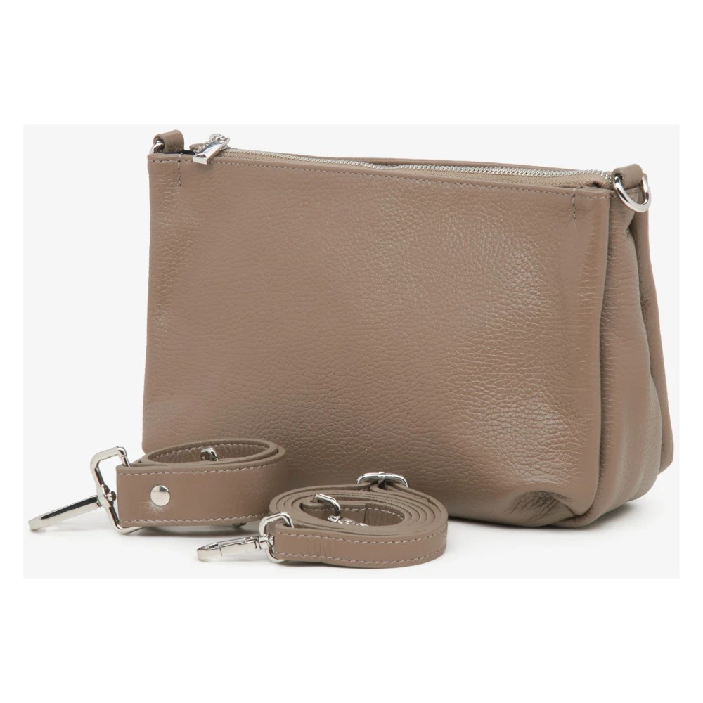 Estro Dames Donker Beige Leren Crossbody Tas Er00115560 Beige Dames