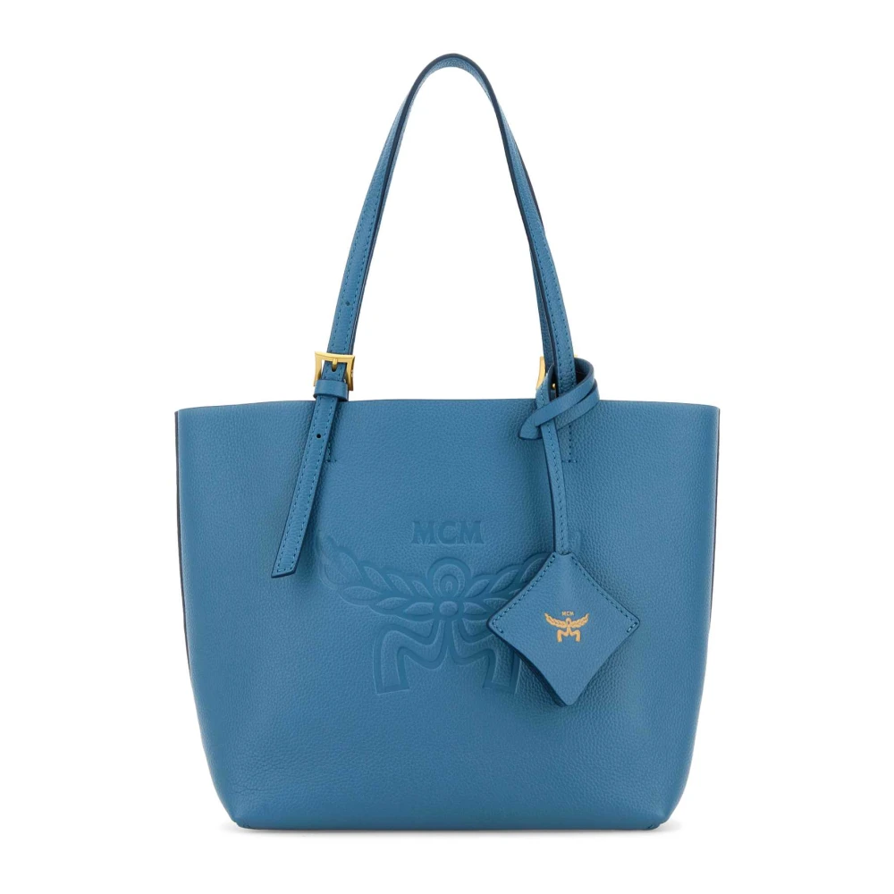 MCM Turquoise leren mini shoppingtas Blue Dames